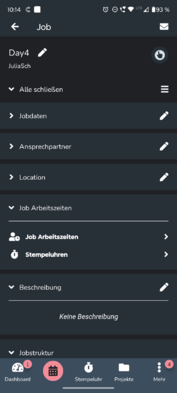 CrewBrain App - Jobansicht aus Perspektive des Projektleiters